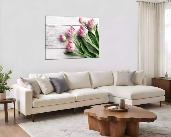 Obraz na plátně Růžové tulipány