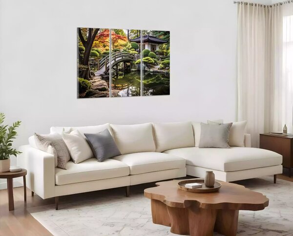 Obraz na plátně Japonská zahrada s můstkem