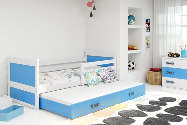 BMS Group Dětská postel s přistýlkou Rico 2 Bílá /modrá 190x80