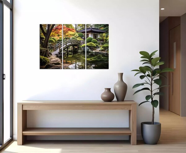 Obraz na plátně Japonská zahrada s můstkem