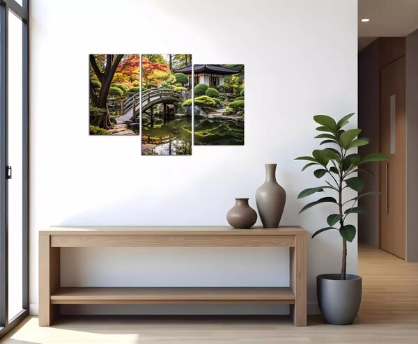Obraz na plátně Japonská zahrada s můstkem