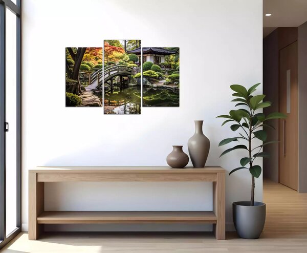 Obraz na plátně Japonská zahrada s můstkem