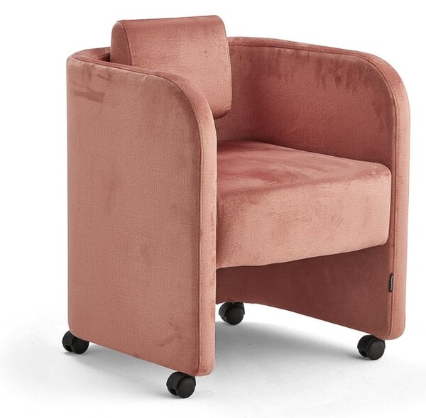 AJ Produkty Křeslo COMFY, s kolečky, samet, lososově růžová