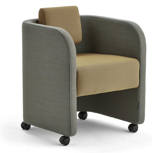 AJ Produkty Křeslo COMFY, s kolečky, vlněný potah, tyrkysovo-oranžová/zlatá