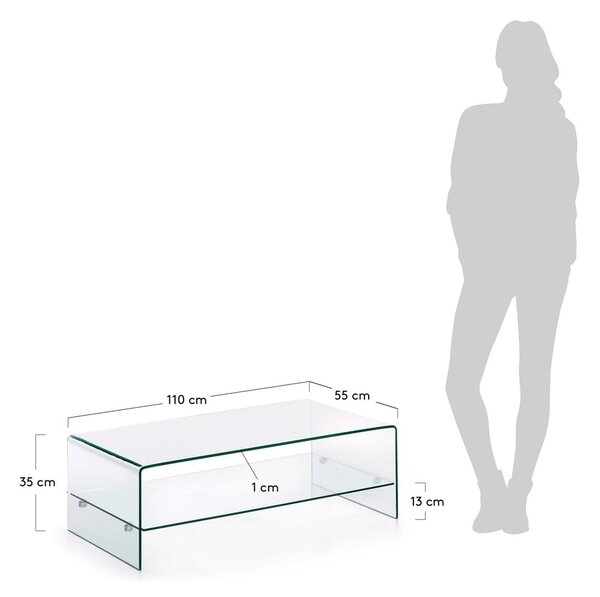 Skleněný konferenční stolek 55x110 cm Burano – Kave Home