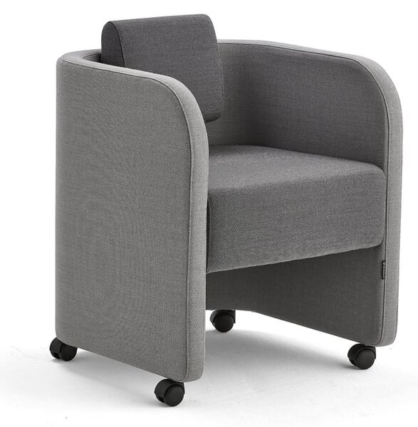 AJ Produkty Křeslo COMFY, s kolečky, vlněný potah, světle šedá/tmavě šedá