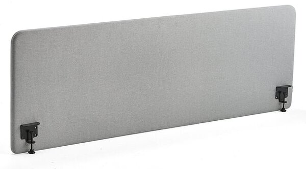 AJ Produkty Stolový paraván ZONE, černé svorky, 2000x650x36 mm, potah Etna, světle šedá