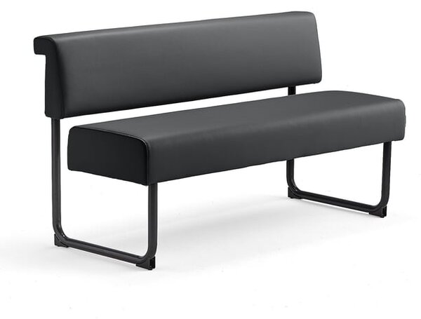AJ Produkty Pohovka START, 1400 mm, umělá kůže, antracitově šedá, černá