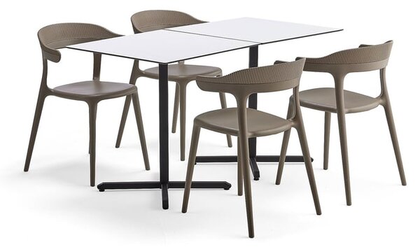 AJ Produkty Jídelní set BECKY + CREEK, 2 stoly a 4 židle, taupe