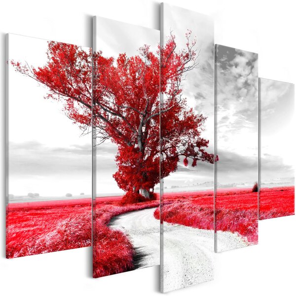 Obraz - Strom u silnice - červený 100x50