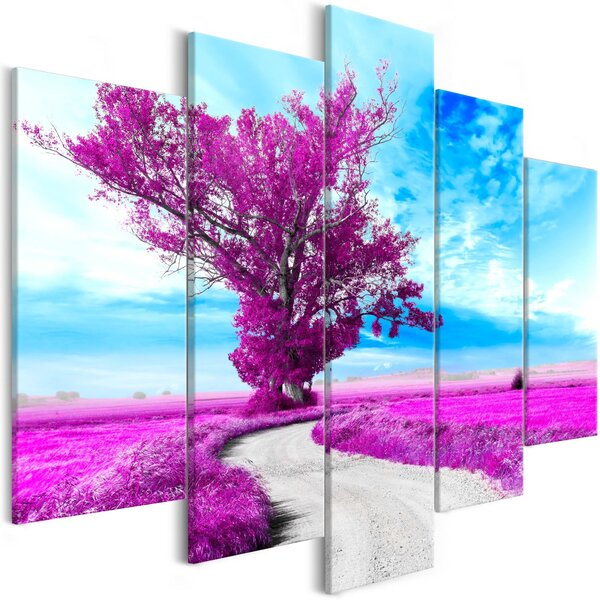 Obraz - Strom u silnice - fialový 100x50