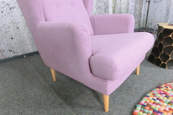 (2771) ROSA II. elegantní světle růžové křeslo ušák