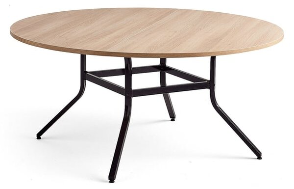 AJ Produkty Stůl VARIOUS, Ø1600 mm, výška 740 mm, černá, dub
