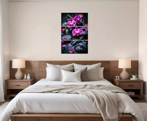 Moderní obraz Fialové orchideje na kamenech