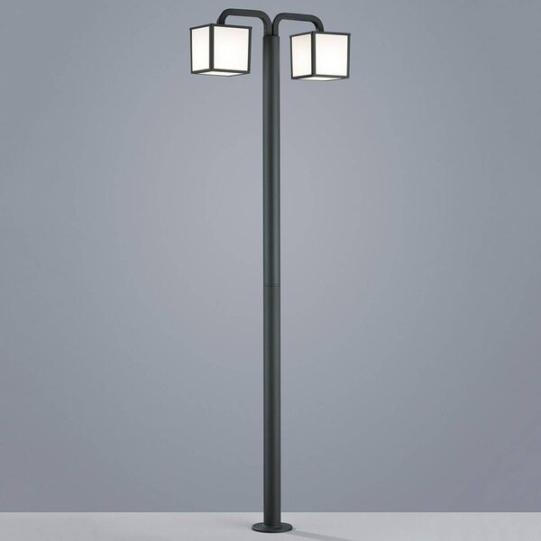 Trio Lighting LED stožárové světlo Cubango, dvě stínidla, Černá, Hliník, Moderní