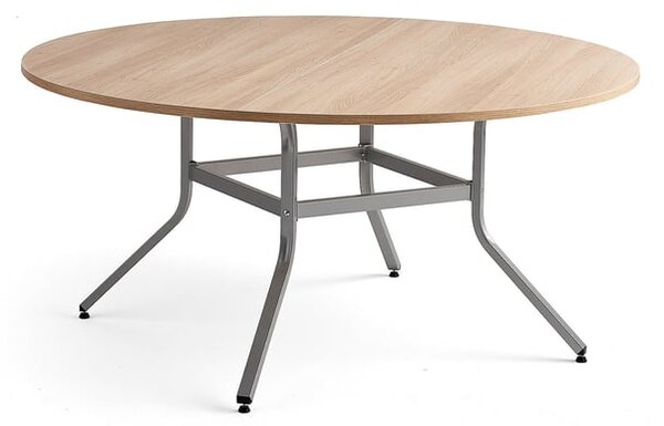 AJ Produkty Stůl VARIOUS, Ø1600 mm, výška 740 mm, stříbrná, dub
