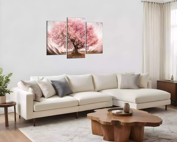 Obraz na zeď Rozkvetlý růžový strom