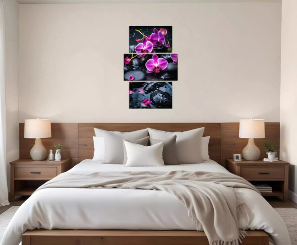 Moderní obraz Fialové orchideje na kamenech