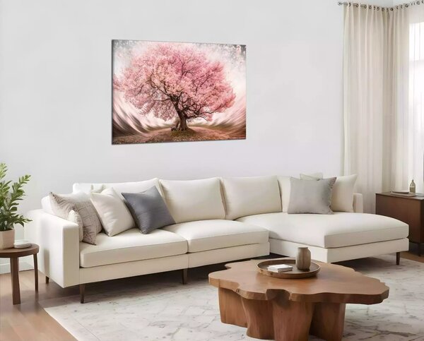 Obraz na zeď Rozkvetlý růžový strom
