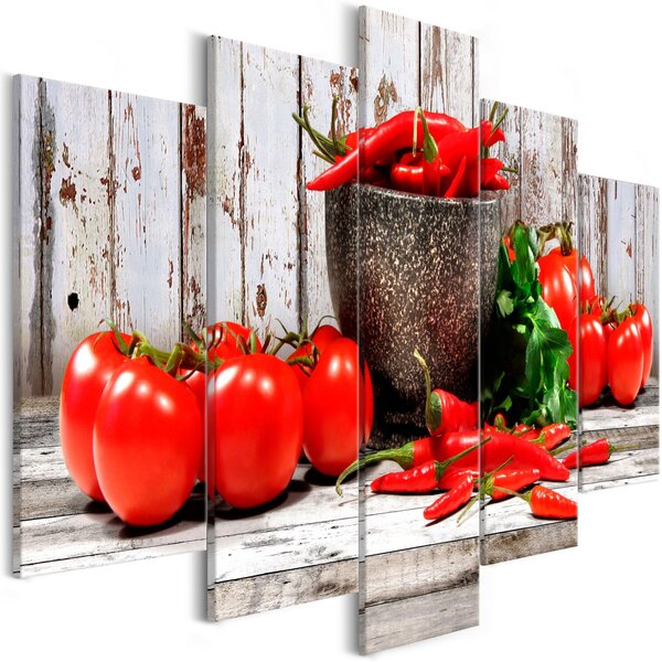 Obraz - Červená zelenina na dřevě II 100x50