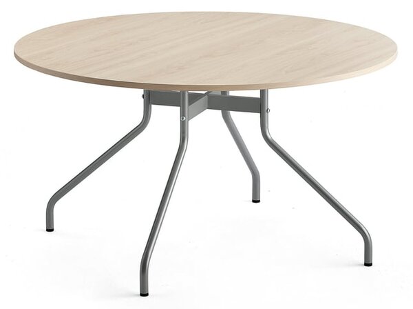 AJ Produkty Stůl AROUND, Ø1300 mm, stříbrná, bříza