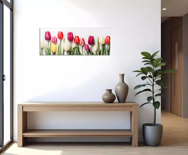 Obraz na plátně Různobarevné tulipány