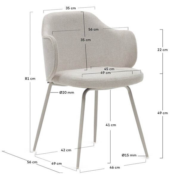 Béžové jídelní židle v sadě 2 ks Yunia – Kave Home