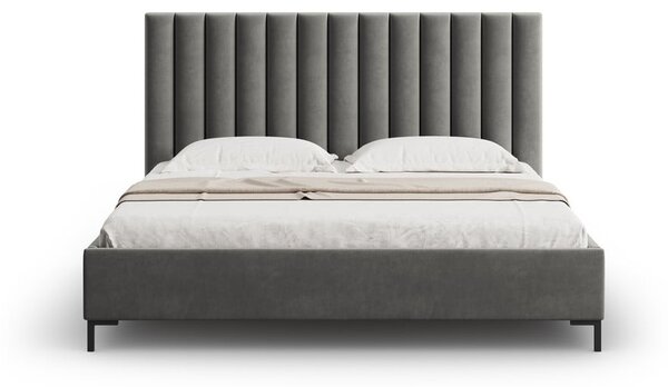 Šedá čalouněná dvoulůžková postel s úložným prostorem s roštem 200x200 cm Casey – Mazzini Beds