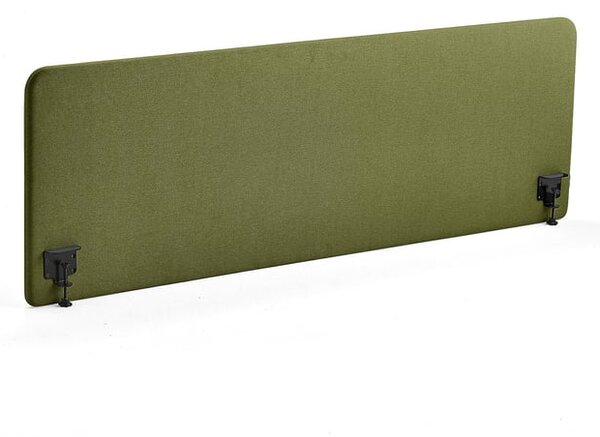 AJ Produkty Stolový paraván ZONE, černé svorky, 2000X650x36 mm, potah Hush, lesní zelená
