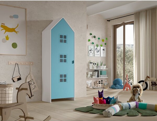 Bílo-světle modrá dětská šatní skříň 58x172x37 cm Casami Bruges – Vipack