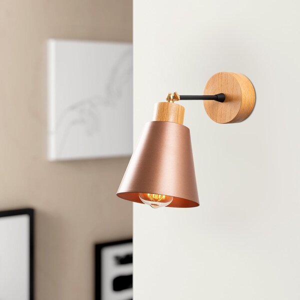 Nástěnné svítidlo v měděné barvě/v přírodní barvě ø 14 cm Manavgat – Opviq lights