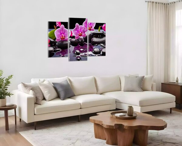 Moderní obraz Orchideje a černé kameny