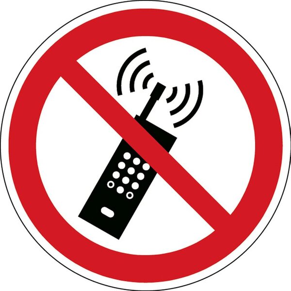 AJ Produkty Zákaz používání mobilních telefonů - značka, PES, samolepicí, Ø 100 mm