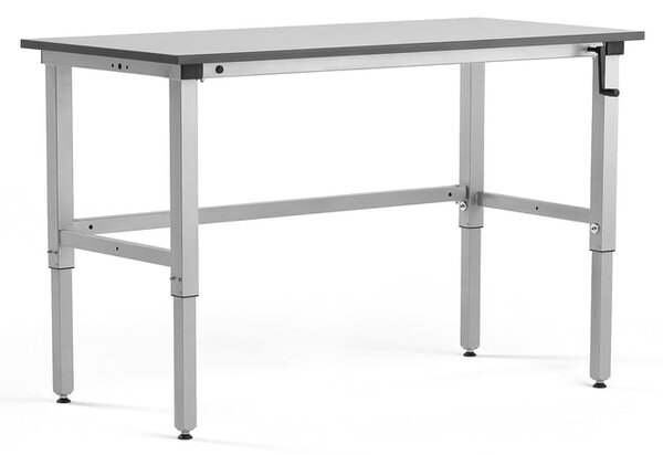 AJ Produkty Výškově nastavitelný pracovní stůl MOTION, manuální, 1500x600 mm, 150 kg, šedá