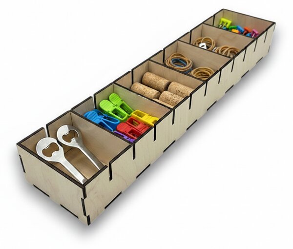 Usporadejto.cz Organizér do šuplíku s přepážkami, vložka do zásuvky, dřevěný VASKY, 45,5 x 10 x 6 cm