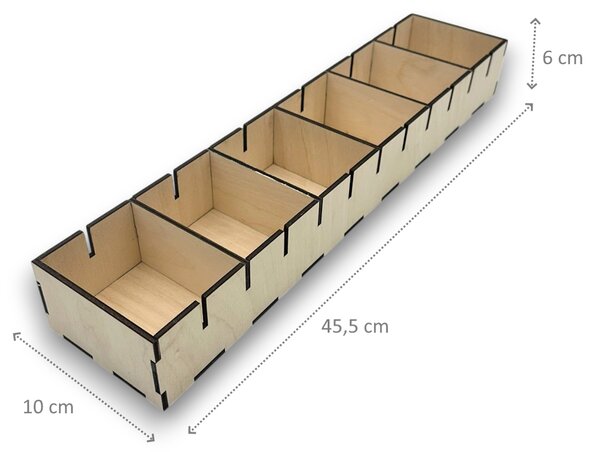 Usporadejto.cz Organizér do šuplíku s přepážkami, vložka do zásuvky, dřevěný VASKY, 45,5 x 10 x 6 cm