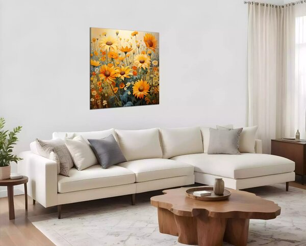 Obraz na plátně Žluté a oranžové květy