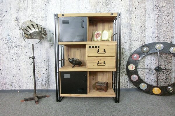 (3040) MODERN INDUSTRIAL regál akácie/kov
