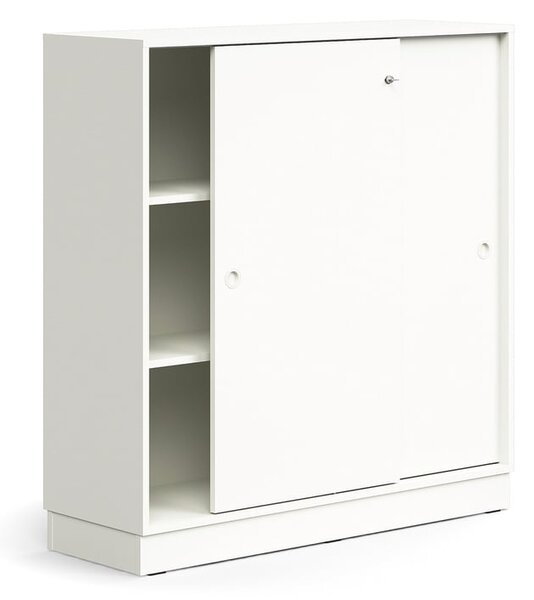 AJ Produkty Skříň s posuvnými dveřmi QBUS, 2 police, sokl, úchytky, 1252x1200x400 mm, bílá