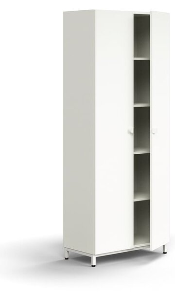 AJ Produkty Policová skříň QBUS, 4 police, nohy, úchytky, 2020x800x420 mm, bílá