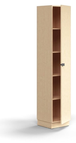 AJ Produkty Policová skříň QBUS, 4 police, sokl, úchytka, 2020x400x420 mm, bříza