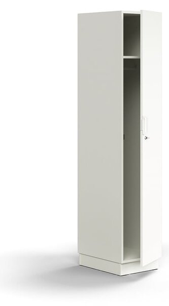 AJ Produkty Šatní skříň QBUS, uzamykatelná, šatní tyč, sokl, 2020x400x570 mm, bílá