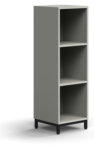 AJ Produkty Regál QBUS, 2 police, nohy, 1252x400x400 mm, černá, světle šedá