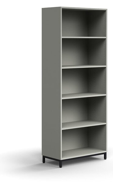 AJ Produkty Regál QBUS, 4 police, nohy, 2020x800x400 mm, černá, světle šedá