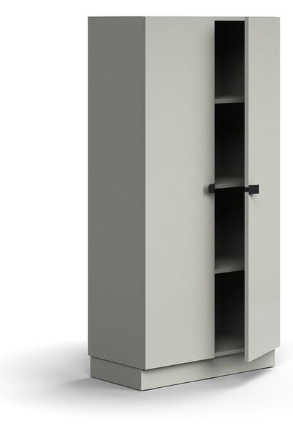 AJ Produkty Policová skříň QBUS, 3 police, sokl, úchytky, 1636x800x420 mm, světle šedá