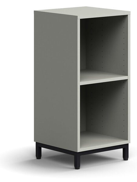 AJ Produkty Regál QBUS, 1 police, nohy, 868x400x400 mm, černá, světle šedá