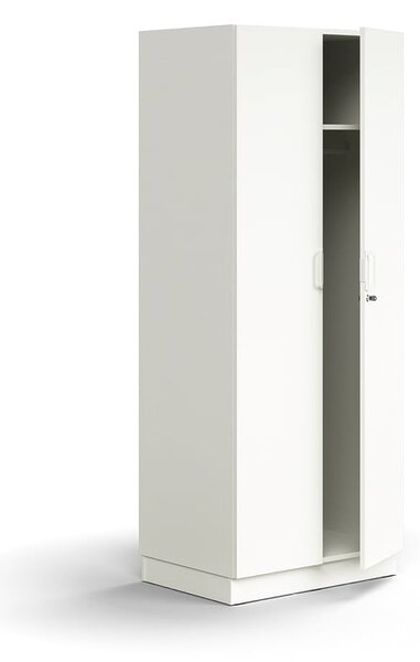 AJ Produkty Šatní skříň QBUS, uzamykatelná, šatní tyč, sokl, 2020x800x570 mm, bílá