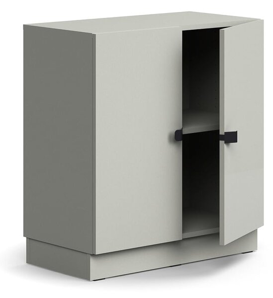 AJ Produkty Policová skříň QBUS, 1 police, sokl, úchytky, 868x800x420 mm, světle šedá