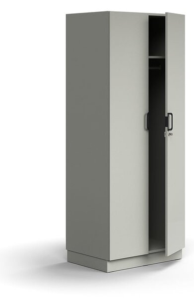 AJ Produkty Šatní skříň QBUS, uzamykatelná, šatní tyč, sokl, 2020x800x570 mm, světle šedá