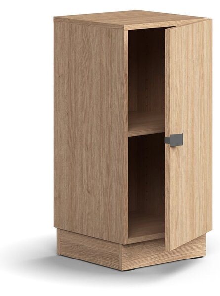 AJ Produkty Policová skříň QBUS, 1 police, sokl, úchytka, 868x400x420 mm, dub